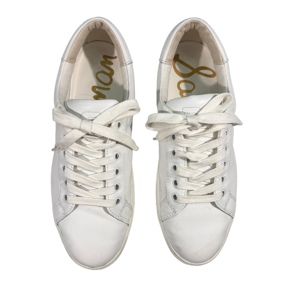 Sam Edelman Ethyl White Leather Lace Up Sneakers Women 8M EU 38
